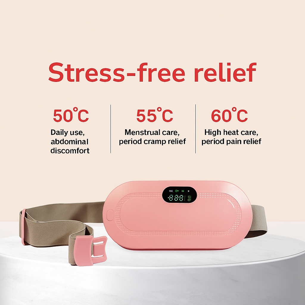 Smart Period Pain Relief Belt – 3 Heat & 4 Massage Modes for Instant Comfort