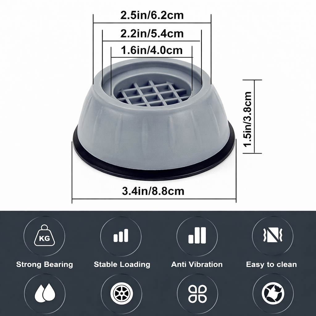 Premium Anti-Vibration Pads for Washing Machine & Refrigerator (Set of 4)