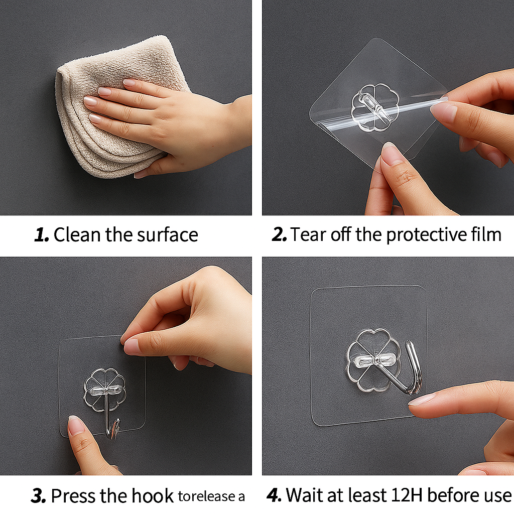 ✨ Premium Heavy Duty Transparent Wall Hooks🔥