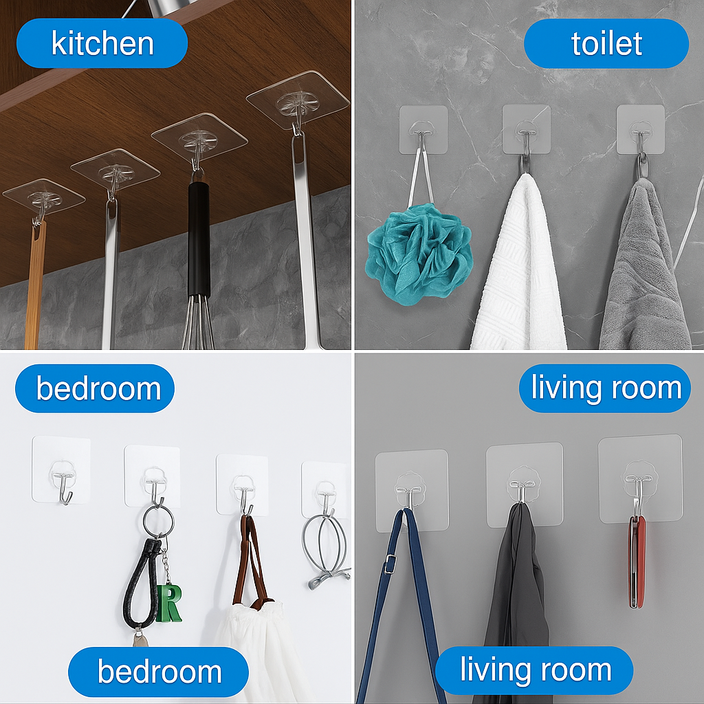 ✨ Premium Heavy Duty Transparent Wall Hooks🔥