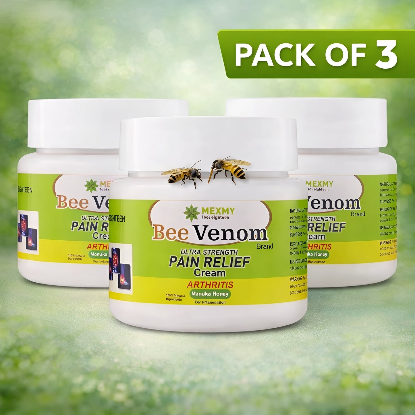 Bee Venom Pain Relief Cream – Fast Acting Joint & Muscle Care (Pack of 3)