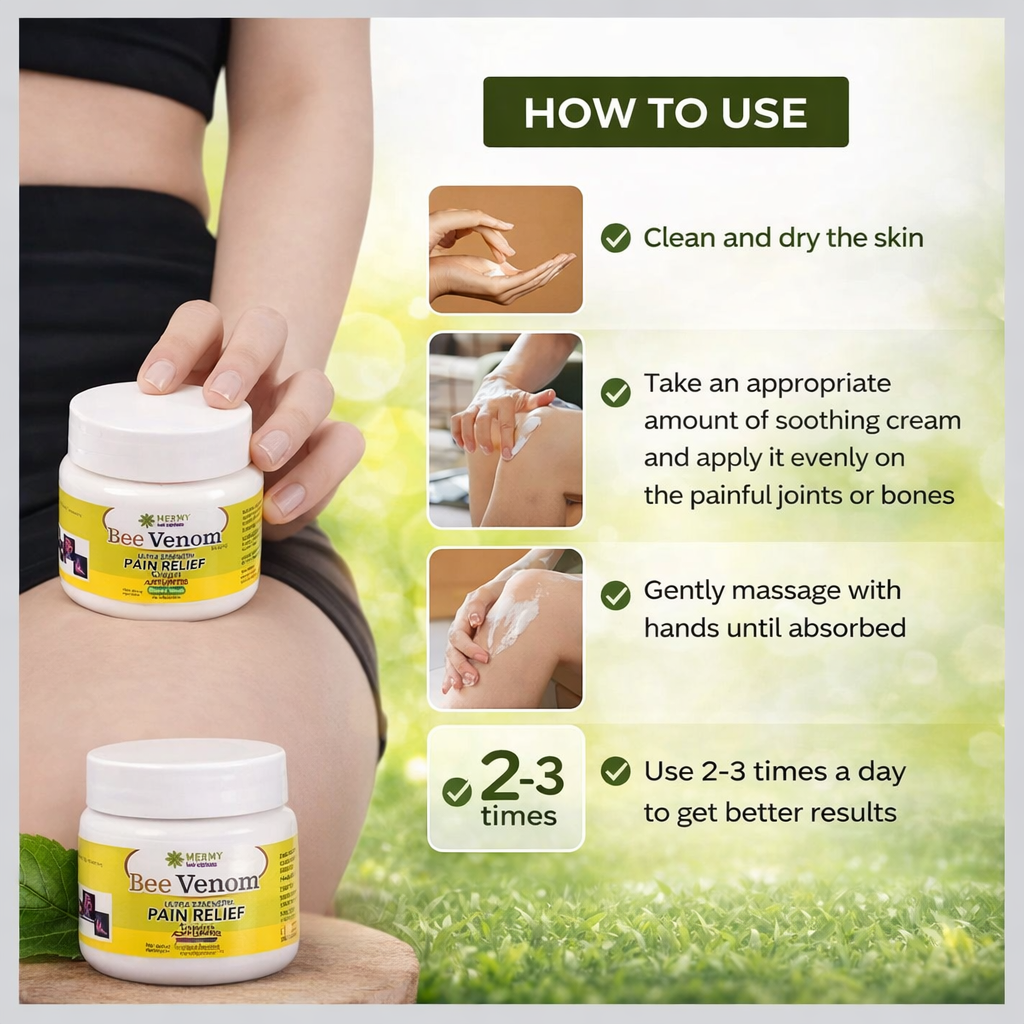 Bee Venom Pain Relief Cream – Fast Acting Joint & Muscle Care (Pack of 3)