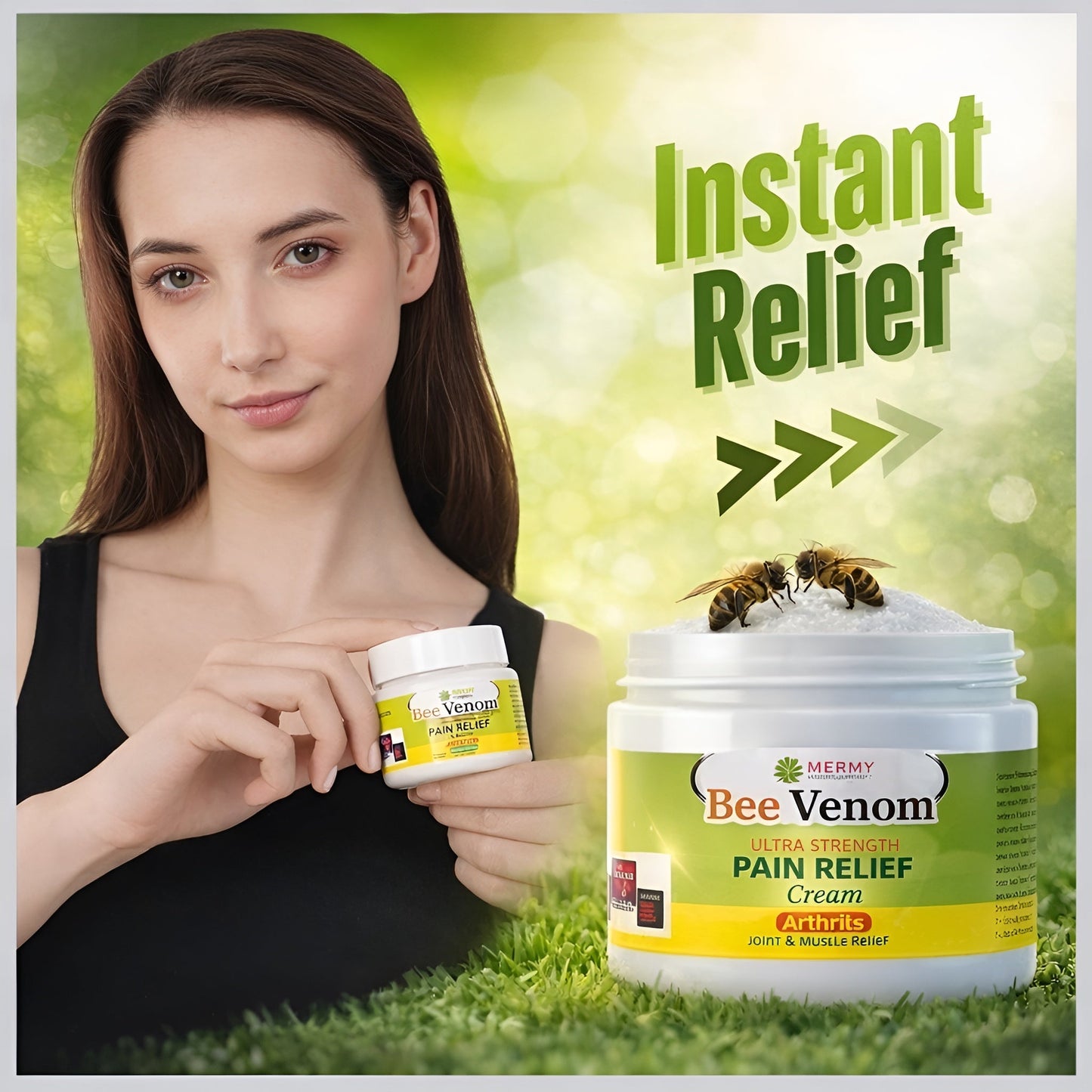 Bee Venom Pain Relief Cream – Fast Acting Joint & Muscle Care (Pack of 3)