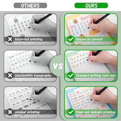 Magic PlayBook for Kids – Reusable Water Reveal Learning Set (4 Books + 10 Refills + 2 Pens + 1 Grip)